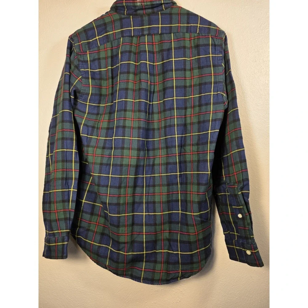 Polo Ralph Lauren Classic Fit Blue Green Plaid Button-Up Long Sleeve Mens Medium